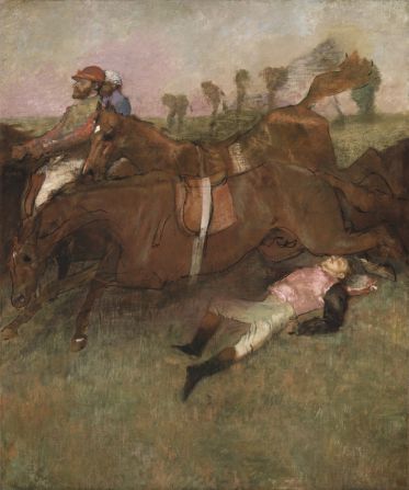 During the 1860s horse racing became a major sporting spectacle in Paris after the Longchamp course was opened in 1857. Horses, jockeys, races and fans were all reflected in Degas' work.