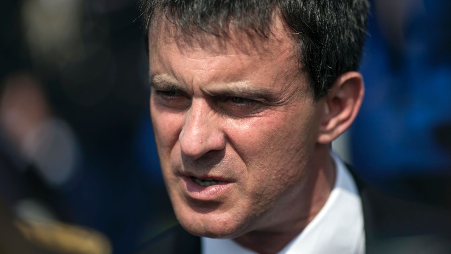 French Interior Minister Manuel Valls at the Officers School of the National Gendarmerie in Melun on July 2, 2013.