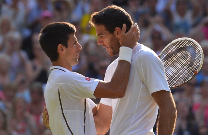 The mutual respect between Djokovic and Del Potro is obvious at the end of their epic clash on Centre Court.