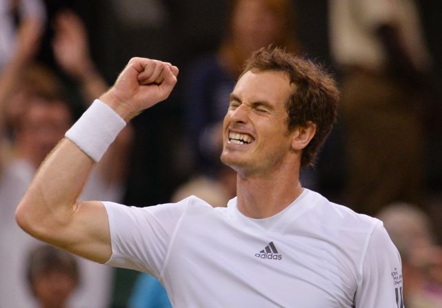 Andy Murray shows what it means to reach his second straight Wimbledon final after beating Jerzy Janowicz.