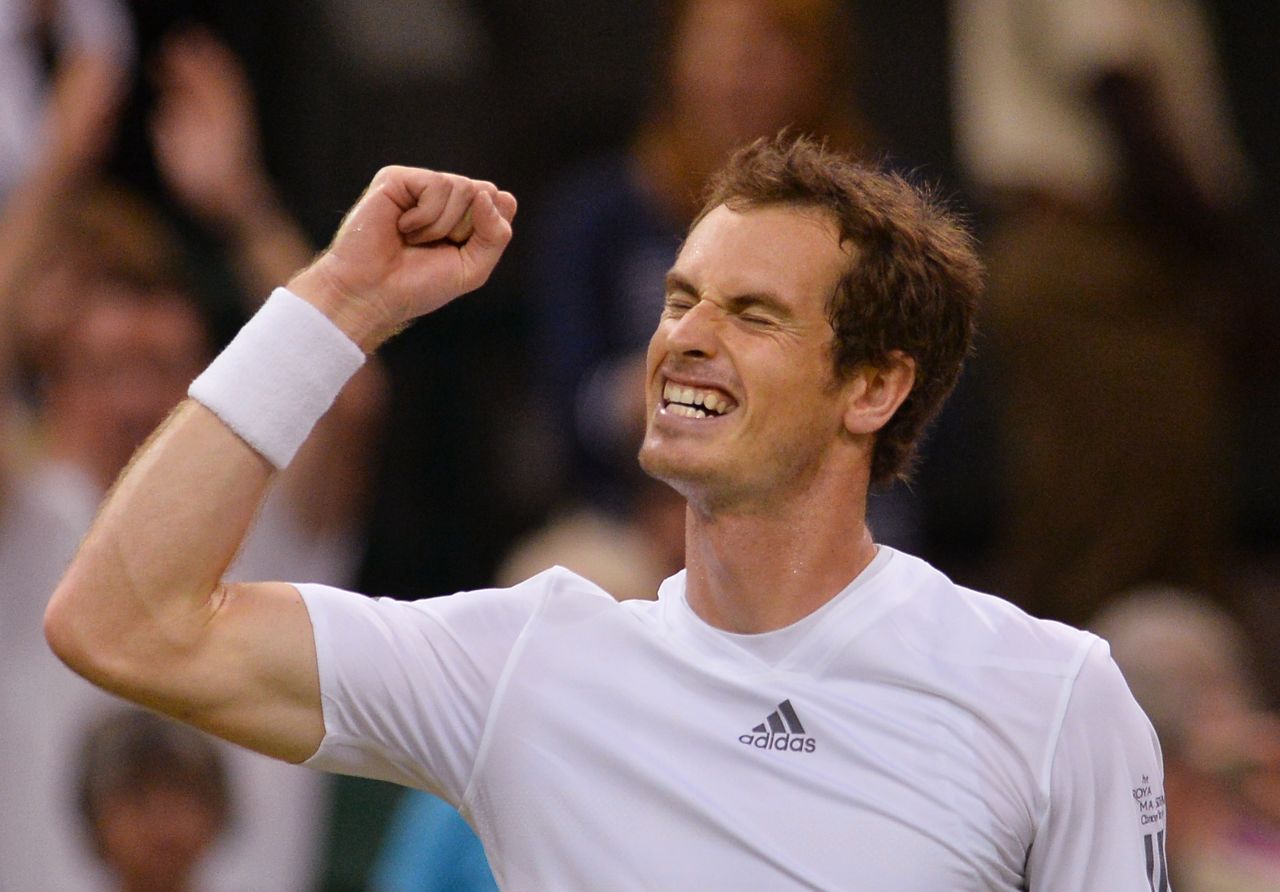 Andy Murray shows what it means to reach his second straight Wimbledon final after beating Jerzy Janowicz.
