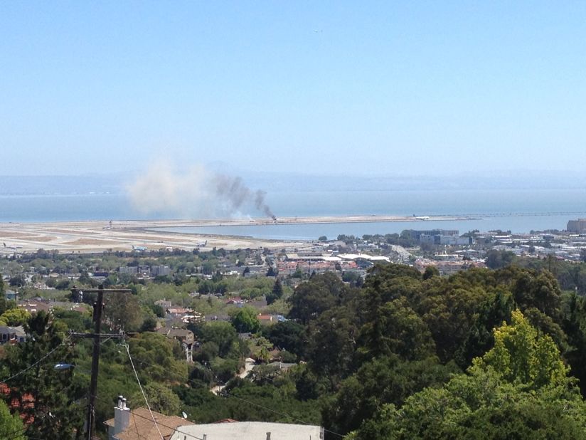 iReporter Sven Duenwald was at home on July 6 when he saw smoke rising into the air near the San Francisco International Airport.