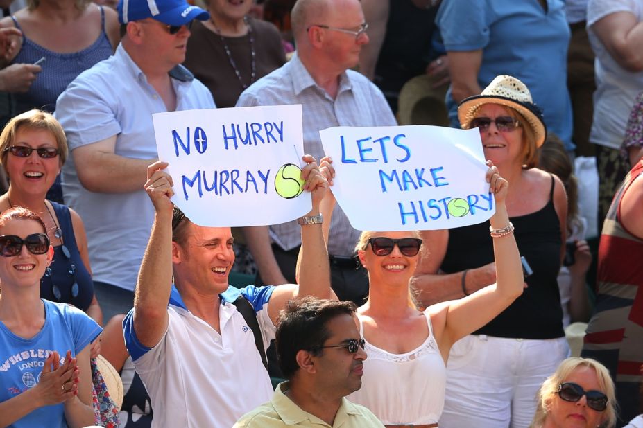 With Murray leading 2-0, the home fans began to believe their man could finally end the 77-year wait for a British men's singles winner.
