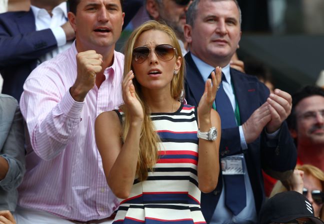 Jelena Ristic, the girlfriend of Djokovic, leads the cheers for her man who appeared to struggle against Murray in the opening two sets.