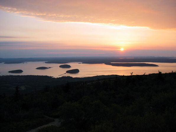 The tallest peak on Acadia's Mount Desert Island, Cadillac Mountain, is a popular place to watch the sun rise.