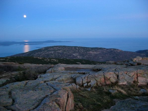 Cadillac Mountain, also the tallest peak on the Atlantic coast at 1,530 feet, is a great place to watch the moon rise.
