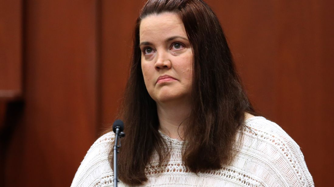 Sondra Osterman, a friend of Zimmerman's, listens to the 911 tape while testifying on July 8.