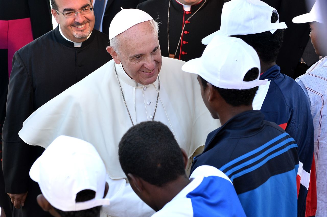 On arriving at Lampedusa, Italy, Pope Francis met 50 selected migrants including men, women and children who were both Christian and Muslim and listened to their stories about their perilous voyage from North Africa. 