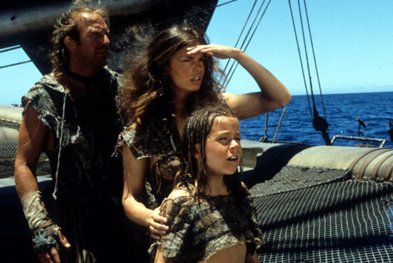 <strong>"Waterworld" (1995):</strong> Kevin Costner got a lot of flak for this film, in its day the most costly of all time. Nicknamed "Kevin's Gate," the film got more attention for its budget than its action -- which, finally, wasn't bad. It even did decently at the box office. But try telling that to people now. Jeanne Tripplehorn, center, and Tina Majorino co-starred with Costner.