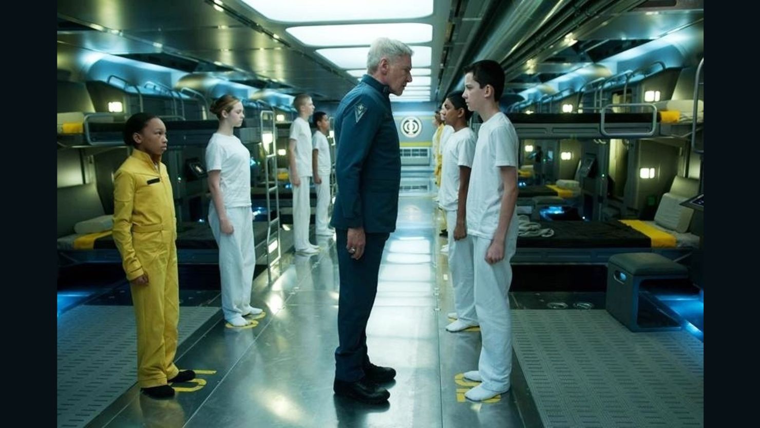 Harrison Ford, Suraj Partha and Asa Butterfield in "Ender's Game."
