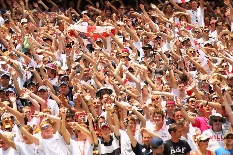 England cricket fans travel across the globe to support their team and have been nicknamed 'The Barmy Army'. They are particularly adept at giving the Australian players a piece of their mind.