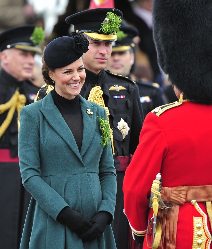 William and Catherine attend a St. Patrick's Day parade as they visit Aldershot, England, in March 2013.