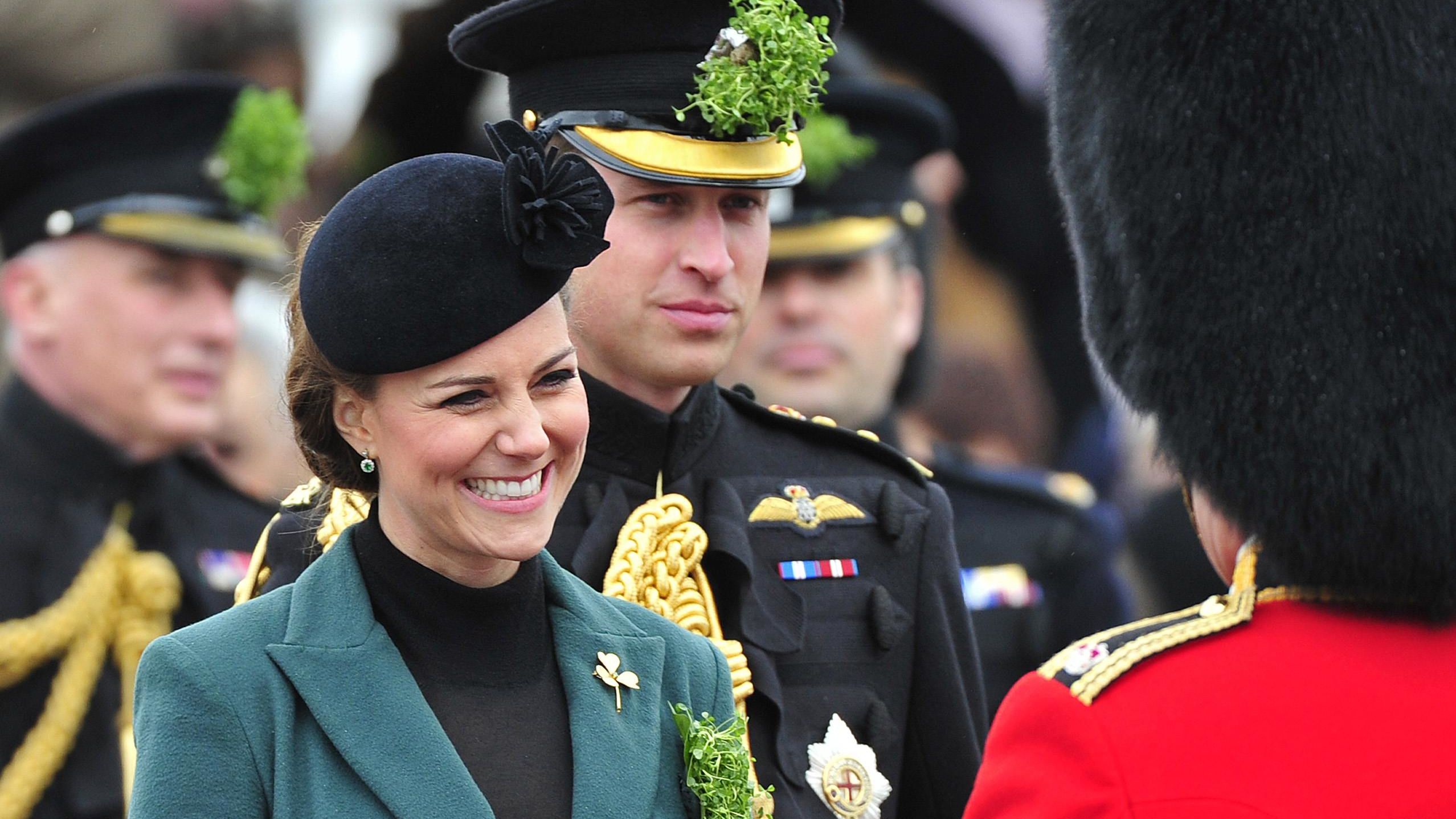 William and Catherine attend a St. Patrick's Day parade as they visit Aldershot, England, in March 2013.