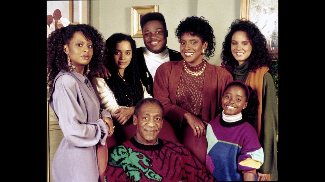 Bill Cosby as Dr. Cliff Huxtable with his "Cosby Show" co-stars, from left: Tempestt Bledsoe, Lisa Bonet, Malcolm-Jamal Warner,  Phylicia Rashad, Keshia Knight Pulliam and Sabrina Le Beauf.