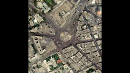 A satellite image shows Cairo's Tahrir Square, where large groups have demonstrated and celebrated the ouster of Mohamed Morsy, Egypt's first democratically elected president. Photographers have sought vantage points far above the crowds, enabling them to show the enormity of the gatherings in the Egyptian crisis. Click through the gallery for more aerial views of the demonstrations.