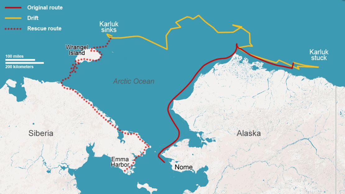 Map: The path of the Karluk 