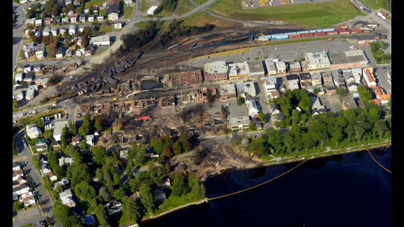 The train explosion wiped out dozens of buildings in downtown Lac-Megantic.<br />