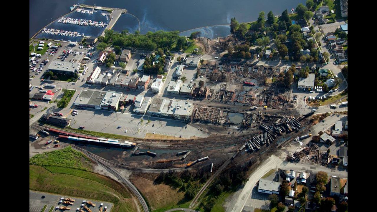 Following the disaster, thick fuel spilled into the nearby Chaudiere River.