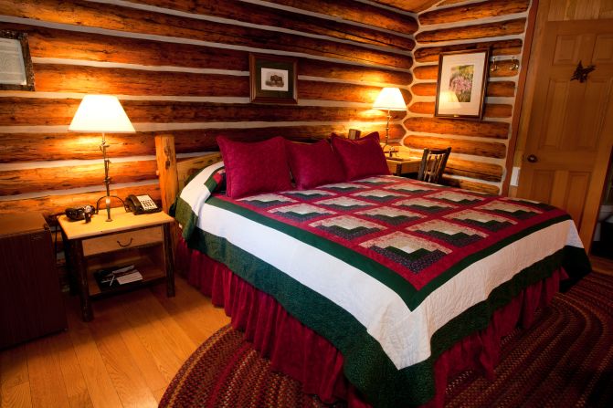 Authentic log walls, handmade quilts and down comforters make nights cozy in the Jenny Lake Lodge cabins in Grand Teton National Park.