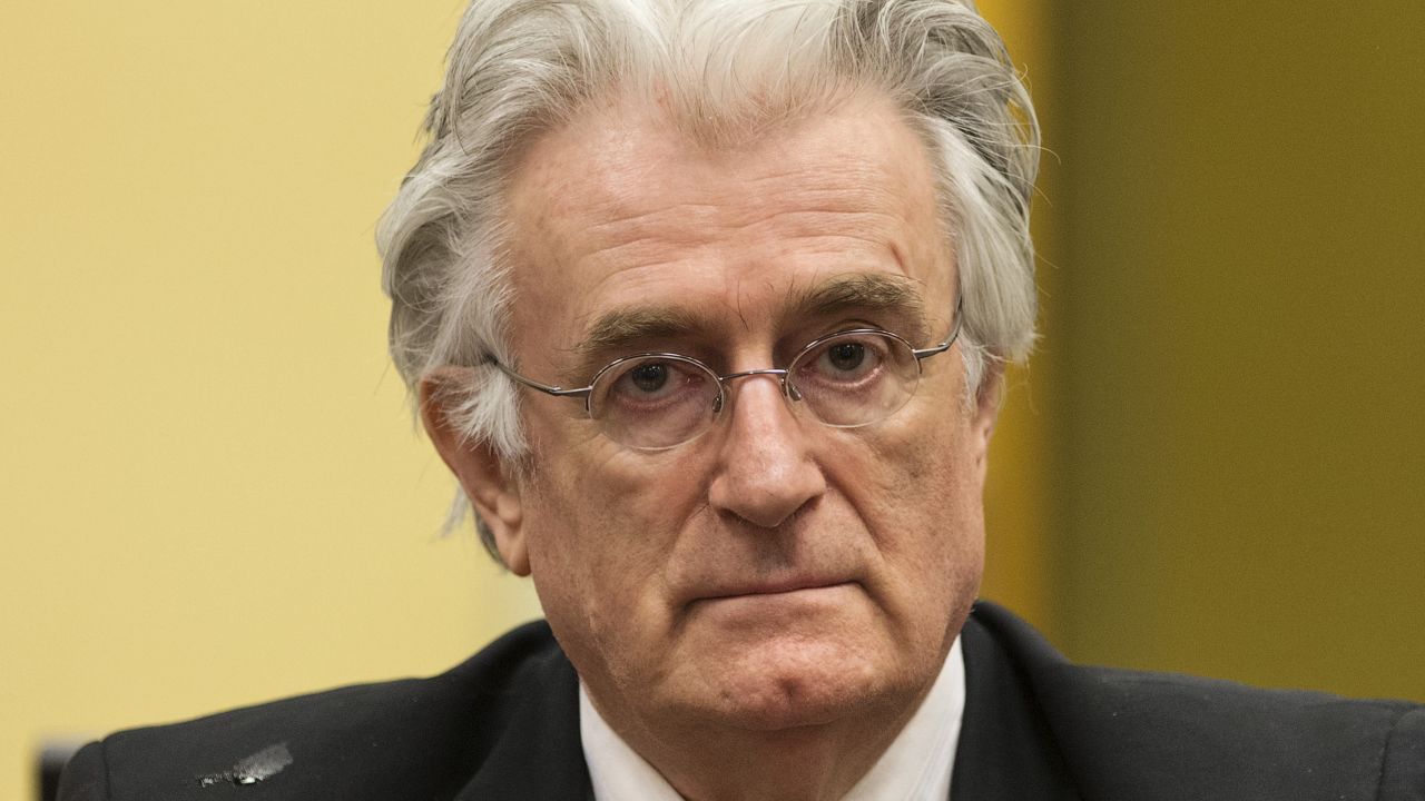 Bosnian Serb wartime leader Radovan Karadzic appears in the courtroom at the International Criminal Tribunal for Former Yugoslavia (ICTY) in The Hague, The Netherlands, on July 11, 2013. 
