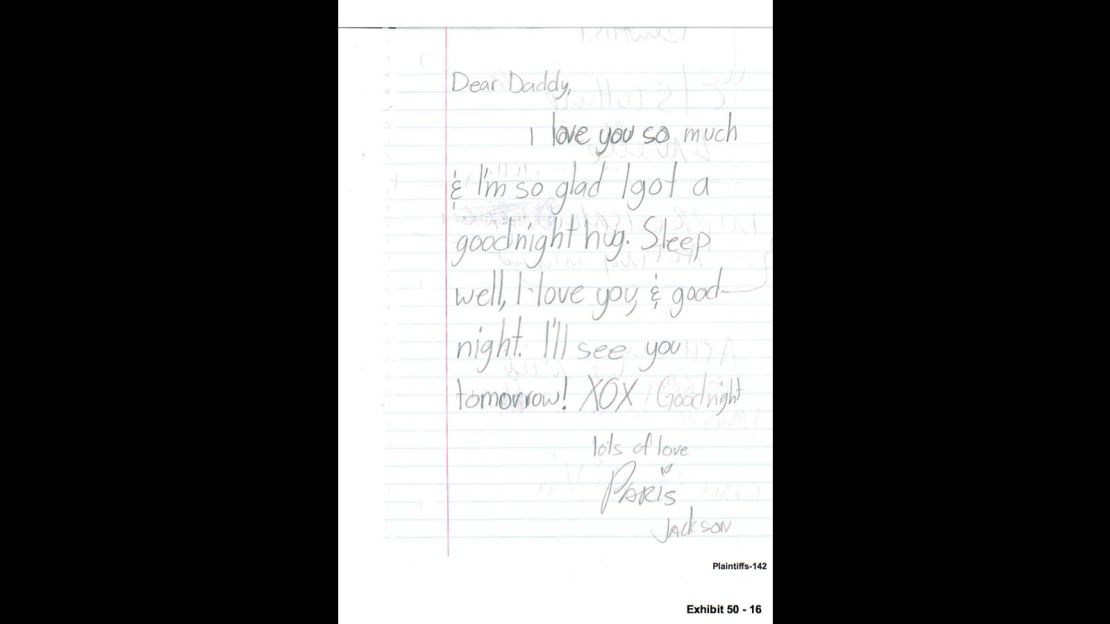 A note from 11-year-old Paris Jackson to her dad.