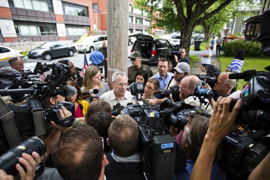 Ed Burkhardt, CEO of Montreal, Maine & Atlantic Railway, spoke to media in Lac-Megantic on Wednesday, July 10, four days after the train wreck. He was heckled by onlookers, and many residents say he has mishandled the ordeal. 