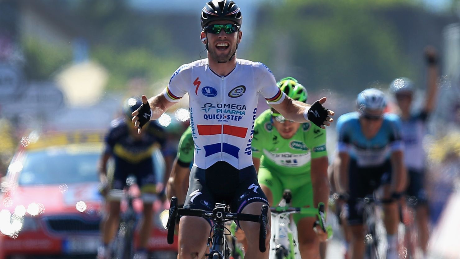 Mark Cavendish lost a sprint finish Thursday at the Tour de France but came out on top Friday in the 13th stage. 