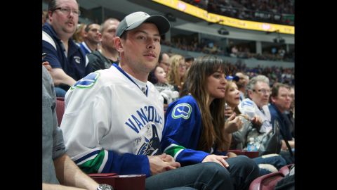 Monteith and Michele attend the NHL Stanley Cup playoffs in Vancouver, British Columbia, on May 3.