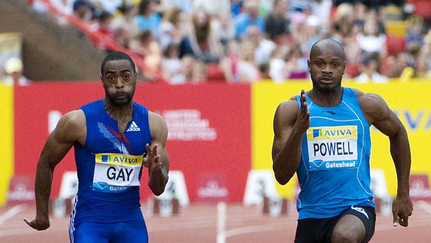 Tyson Gay (left) and Asafa Powell (right) both tested positive for banned substances.