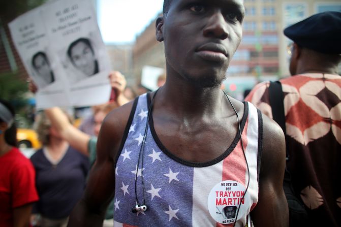 JULY 15 - NEW YORK, NY: <a href="http://cnn.com/2013/07/15/justice/zimmerman-verdict-protests/index.html?hpt=hp_t1">Rallies honoring Trayvon Martin</a> took place across the U.S. after a Florida jury <a href="http://cnn.com/2013/07/13/justice/zimmerman-trial/index.html?iid=article_sidebar">acquitted</a> George Zimmerman of all charges in the shooting death of Martin on July 13. Many protesters questioned the verdict in the trial, which became a forum for <a href="http://cnn.com/2013/07/05/justice/zimmerman-jury-millions/index.html?iid=article_sidebar">debate about gun laws and race in America</a>.