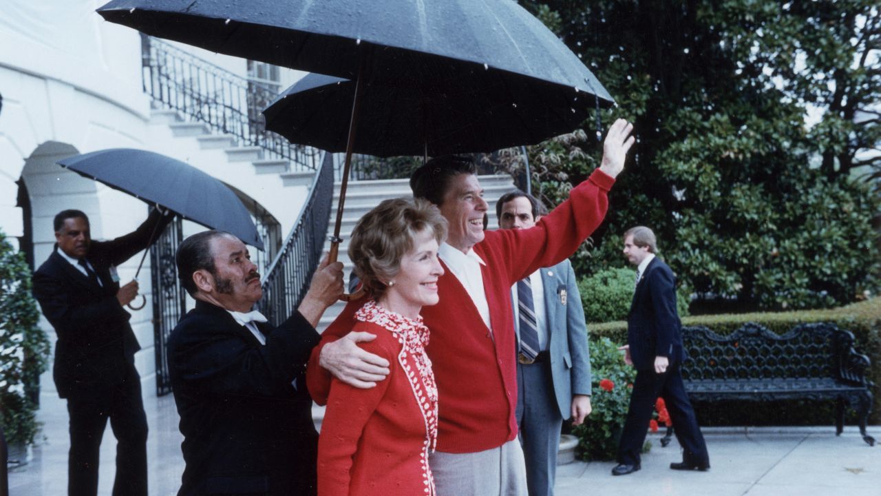 After the attack, Reagan joked with his wife saying he "forgot to duck" and asked the attending doctors if they were Republicans.  The president and first lady seen here outside the hospital.
