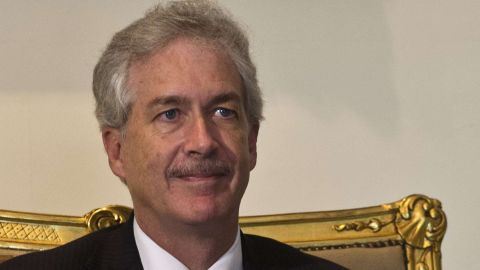 Deputy Secretary of State William J. Burns visits the Egyptian presidential palace in Cairo on Monday.