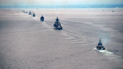 Russian ships take part in the exercises on July 16.