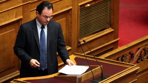 Former socialist Finance minister George Papaconstantinou at the Greek Parliament in Athens on January 17, 2013.