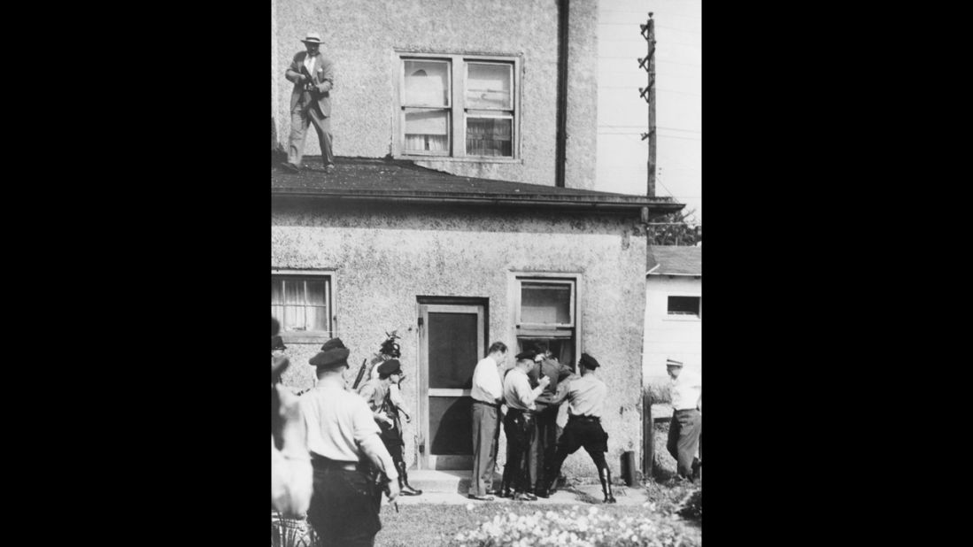 Howard Unruh, a World War II veteran, shot and killed 13 of his neighbors in Camden, New Jersey, in 1949. Unruh barricaded himself in his house after the shooting. Police overpowered him the next day. He was ruled criminally insane and committed to a state mental institution.