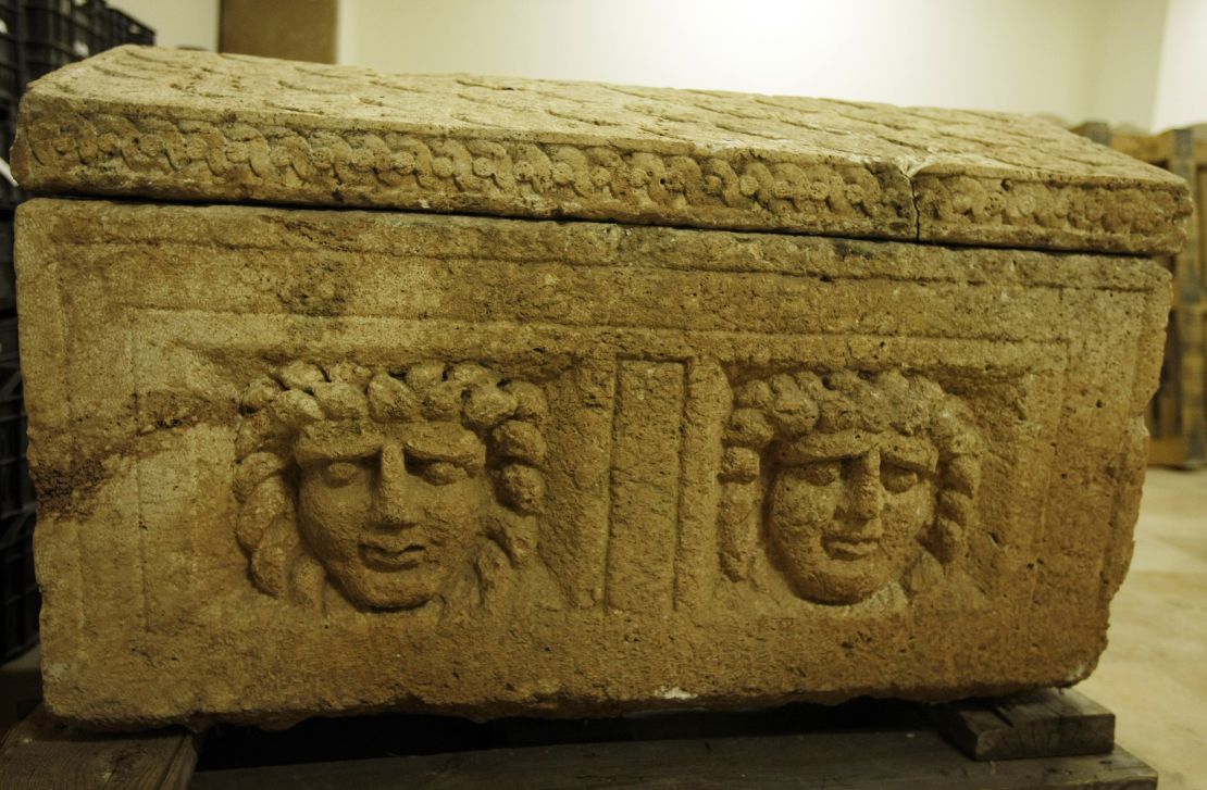 A Roman sarcophagus found at Heliopolis. The temple was far vaster than anything seen in Rome itself.
