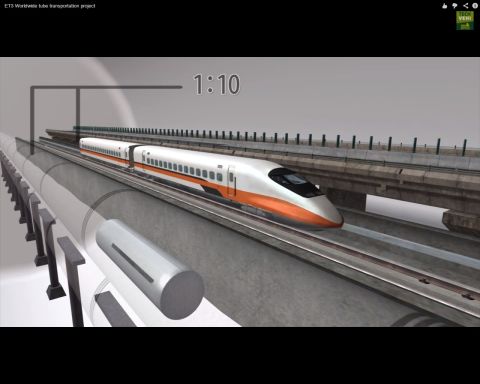 ET3 claims such a vacuum-tube system could be built for one-tenth the cost of high-speed rail, or one-fourth the cost of a freeway.