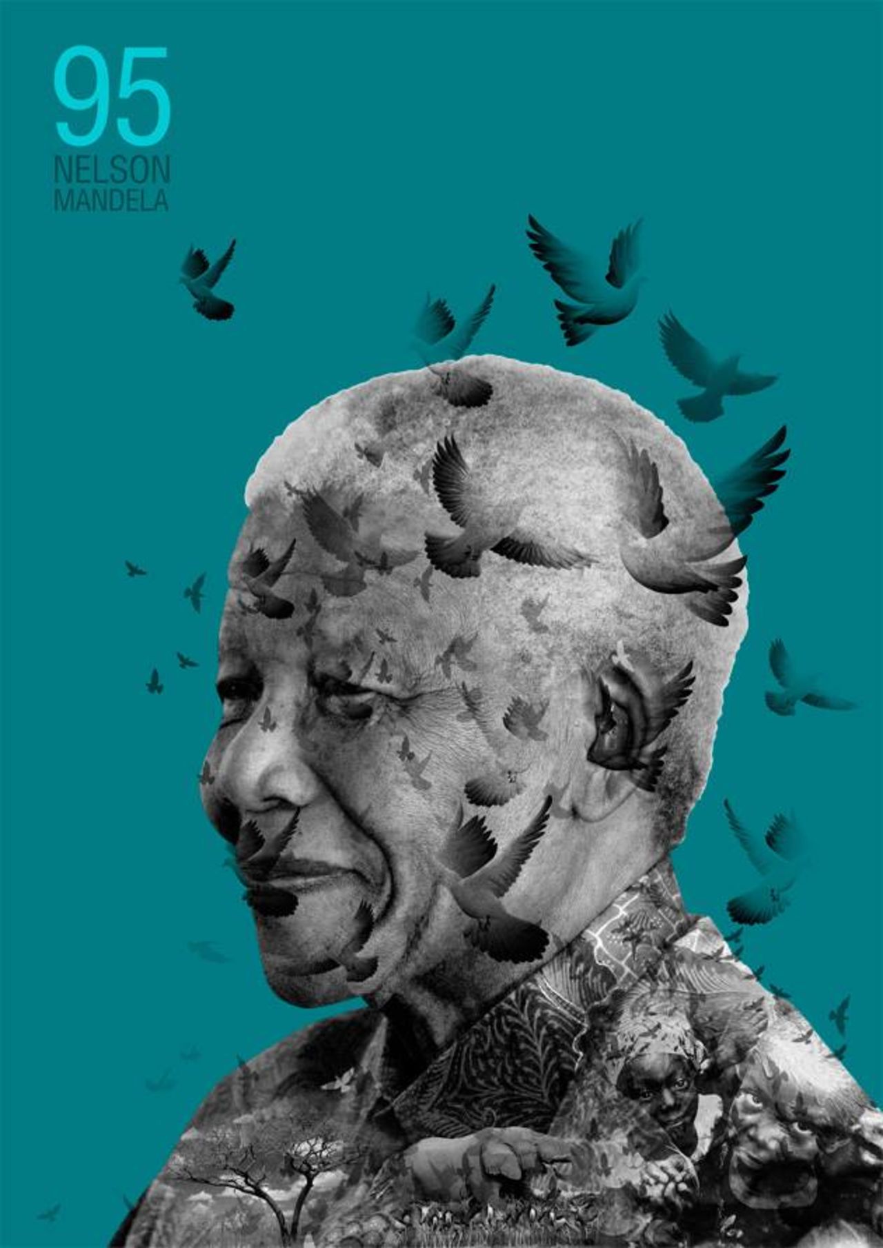 The Mandela Poster Project is exhibiting images of Nelson Mandela from around the world. This poster is the work of Carlos Andrade, from Venezuela.