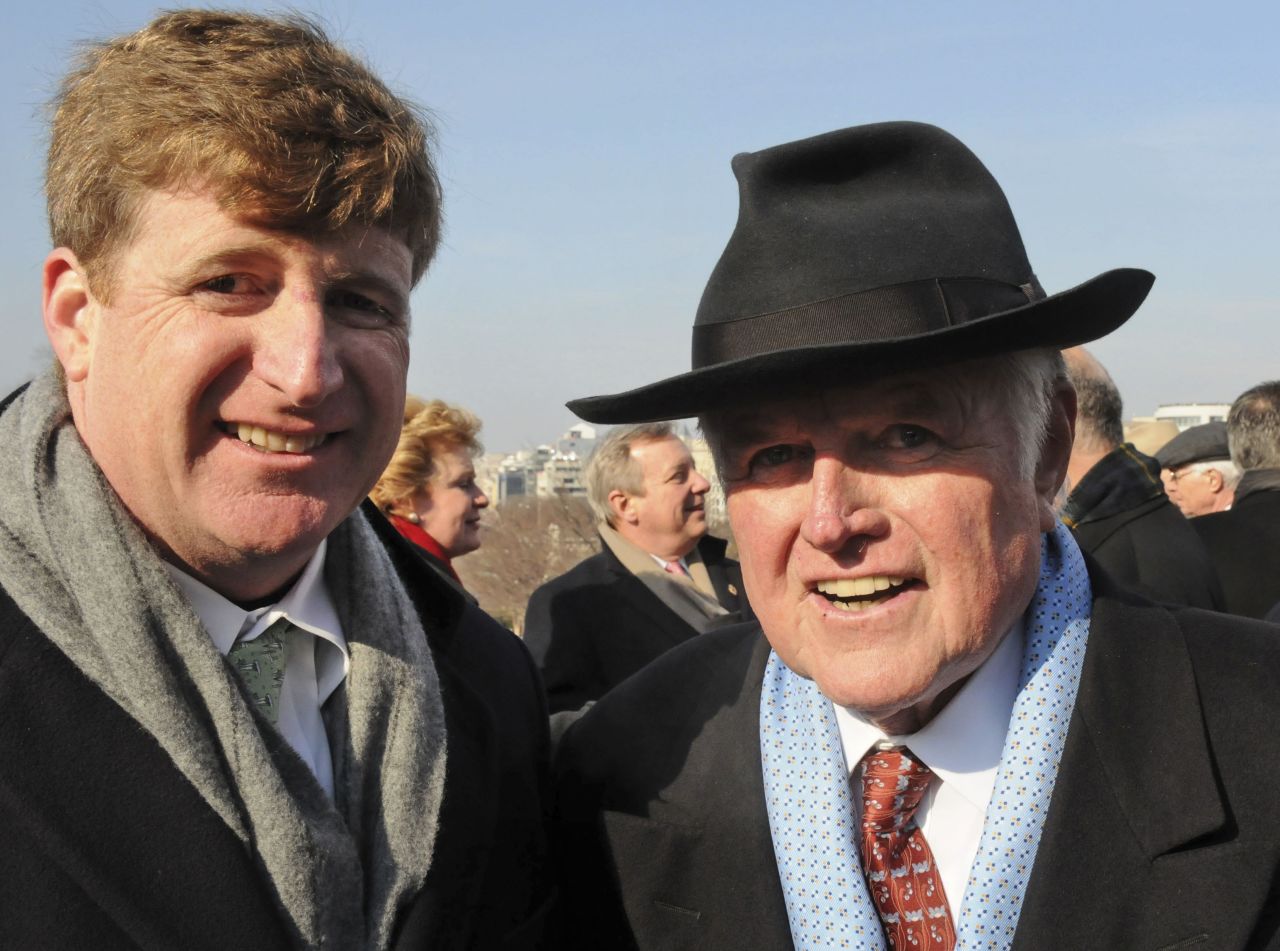 The Kennedy clan experienced a two-year absence on Capitol Hill beginning in 2011 with the departure of U.S. Rep. Patrick Kennedy, D-Rhode Island, shown here with his father, U.S. Sen. Edward Kennedy, at President Barack Obama's inauguration in 2009. The hiatus ended when U.S. Rep. Joseph P. Kennedy III, D-Massachusetts, was sworn in 2013. He is the son of former U.S. Rep. Joe Kennedy and the grandson of the late U.S. Sen. Robert Kennedy. 