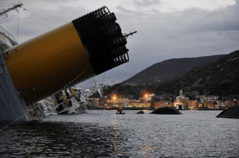 The Concordia, pictured on January 15, 2012, was on a Mediterranean cruise from Rome when it hit rocks off the coast of Giglio.