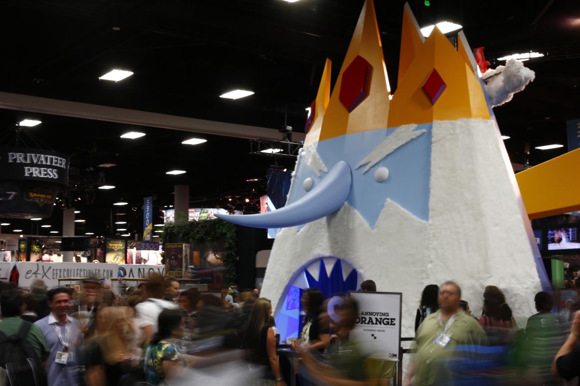 The "Adventure Time" booth at Comic-Con International towers over crowds of guests on July 18.