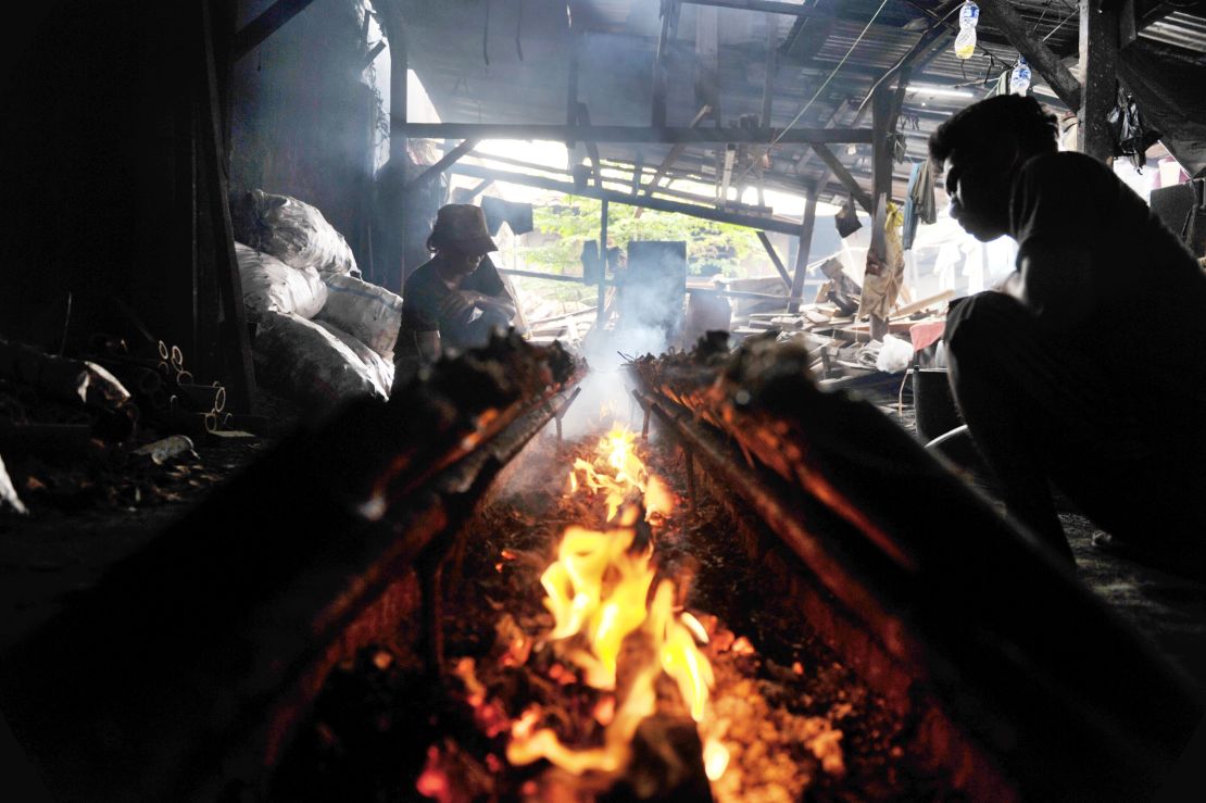 Lemang is sticky rice cooked inside bamboo.