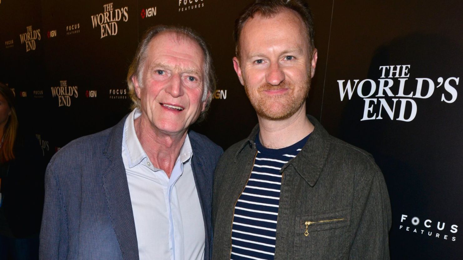 Actors David Bradley and Mark Gatiss attend a Comic-Con party on July 18, 2013.