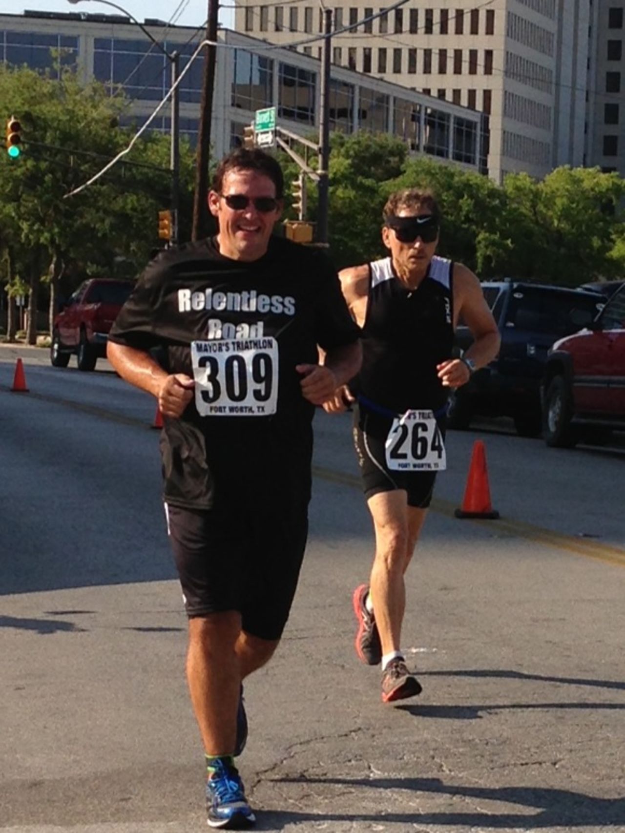 McDonald, left, has since competed in a variety of events, including 5K and 10K runs, a half-marathon, a duathlon and a sprint triathlon.