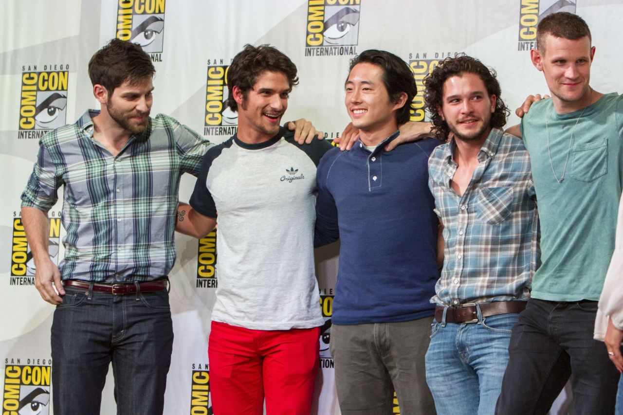 From left, David Giuntoli ("Grimm"), Tyler Posey  ("Teen Wolf"), Steven Yeun ("The Walking Dead"), Kit Harington ("Game of Thrones") and Matt Smith ("Doctor Who") appear at Entertainment Weekly's Brave New Warriors panel on July 18. 
