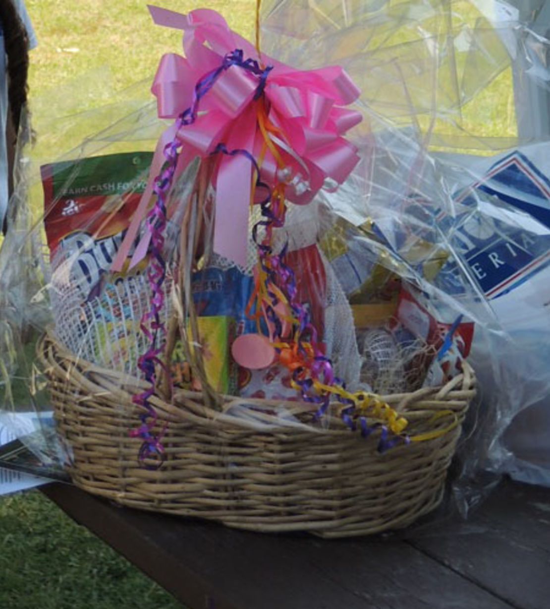 Sarah Maizes took this photo of one of the "massive" gift baskets she saw on visiting day.