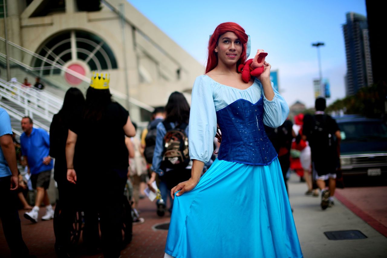 Gabriel Rivera shows off a costume based on Ariel from  Disney's "The Little Mermaid."