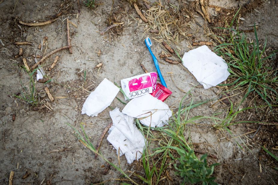 Items left by illegal immigrants, near the border town of Mission, Texas.