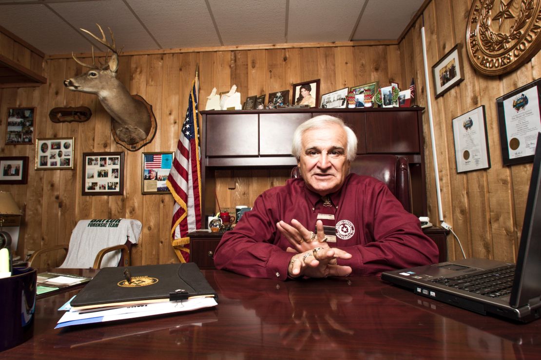 Brooks County Judge Raul Ramirez in his private office in the  town of Falfurrias, Texas. 
