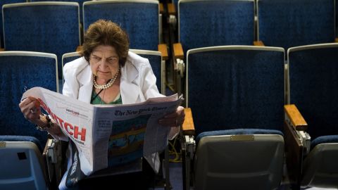 Pioneer journalist and former senior White House correspondent Helen Thomas died on July 20, after a long illness, sources told CNN. She was 92. Here, Thomas reads the newspaper in the White House press room on August 2, 2006.